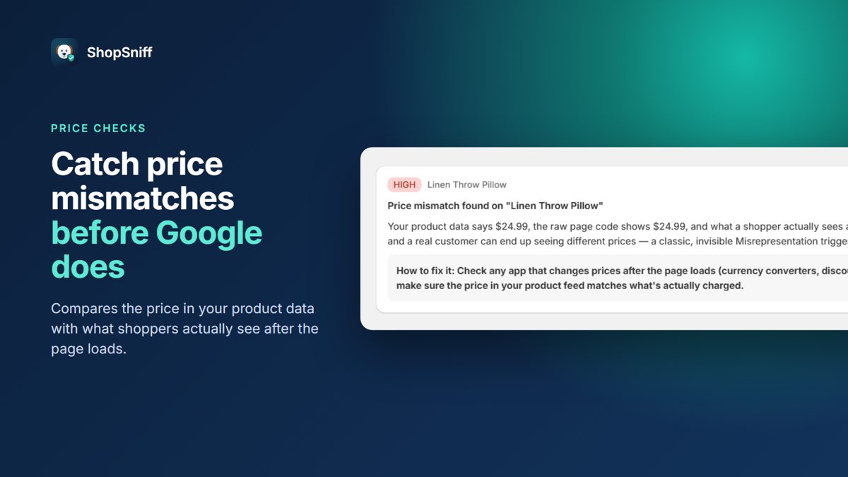 A price mismatch finding
